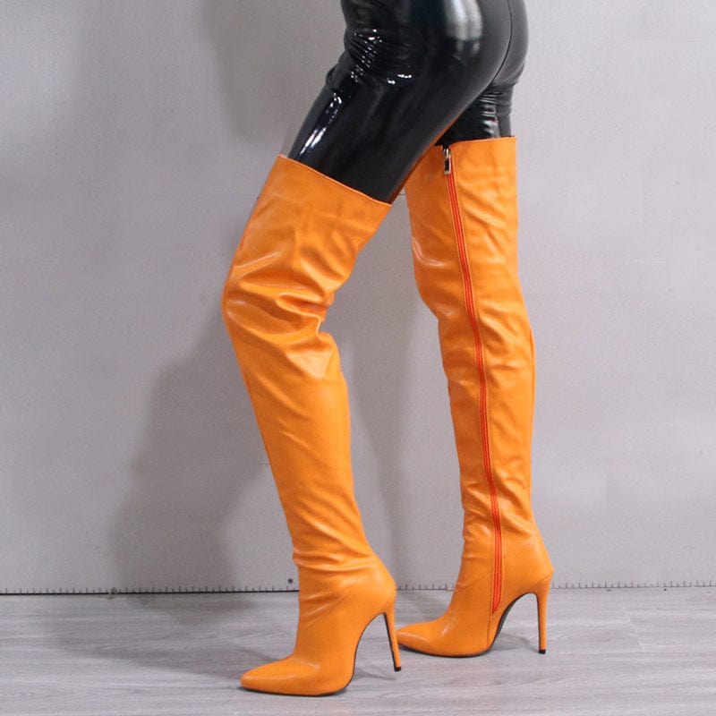 XZ294 Plus Size Over Knee Boots Ladies Fashion High Heel Thigh High Leather Boots