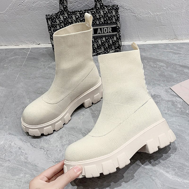 XZ331-1 Women Fashion Fabric Ankle Boots With Platform Ladies Solid Fall Boots