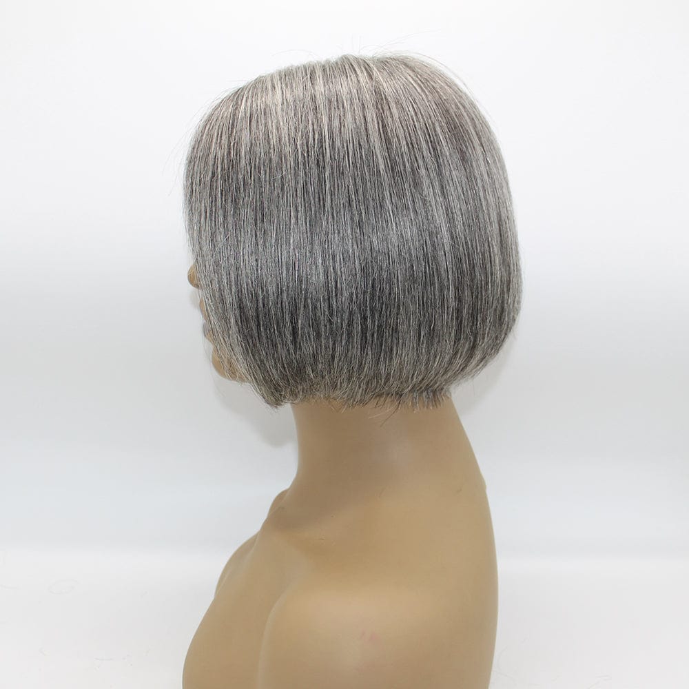 YBR Wholesale Brazilian Hair Virgin Human Hair T Part Lace Front Wigs 13x1x4 Swiss Lace Short Gray Bob Wig Silky Straight Wigs