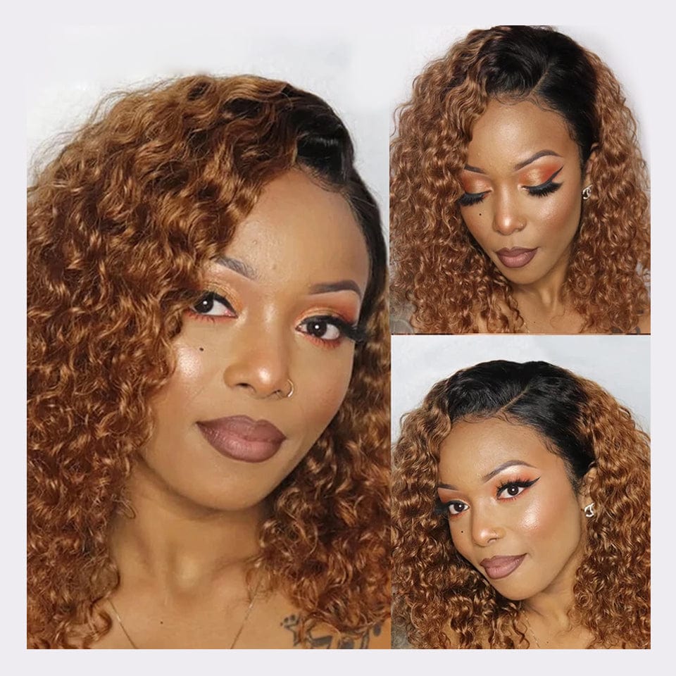 YBRWIG Kinky Curly Human Remy Hair Short Bob Afro Kinky Curly Wig for women Jerry Curl Wig Glueless Virgin highlight pixie cut