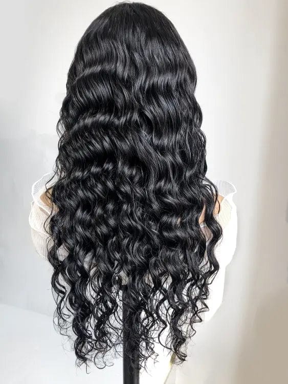 Year end promotion 180% density 4*4 lace wig loose deep wave virgin Indian Human Hair wig for black woman available in stock