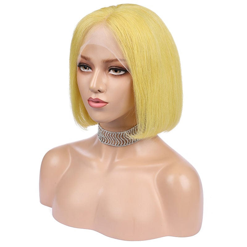 yellow straight hair wholesale human hair lace front wigs for women pre pluck human hair lace front wigs