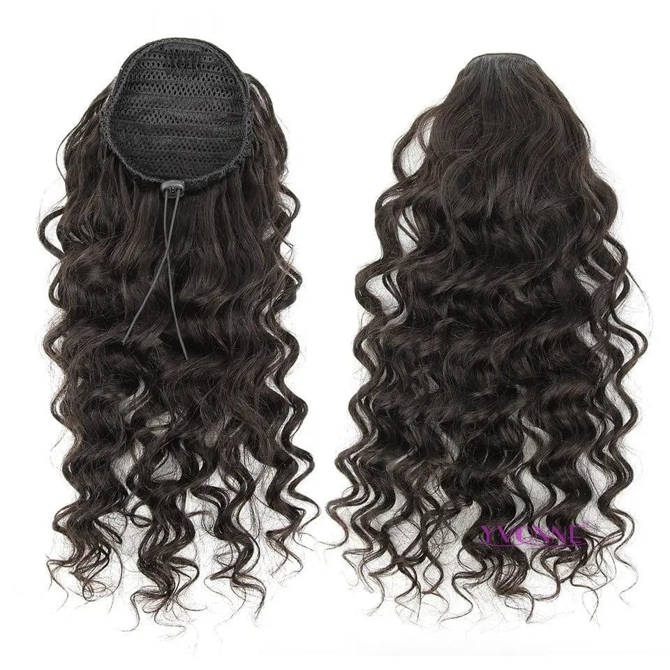 Yvonne Brazilian remy long Drawstring Curly Ponytail Human Hair Clip In Extensions for woman virgin hair ponytail