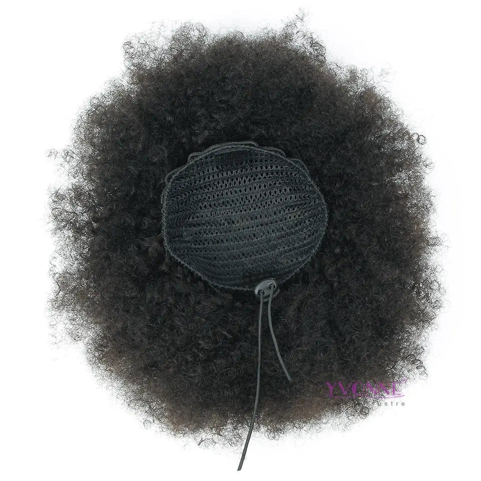 Yvonne real human hair drawstring ponytail afro kinky curly virgin hair ponytail clip in bindles extension for black women