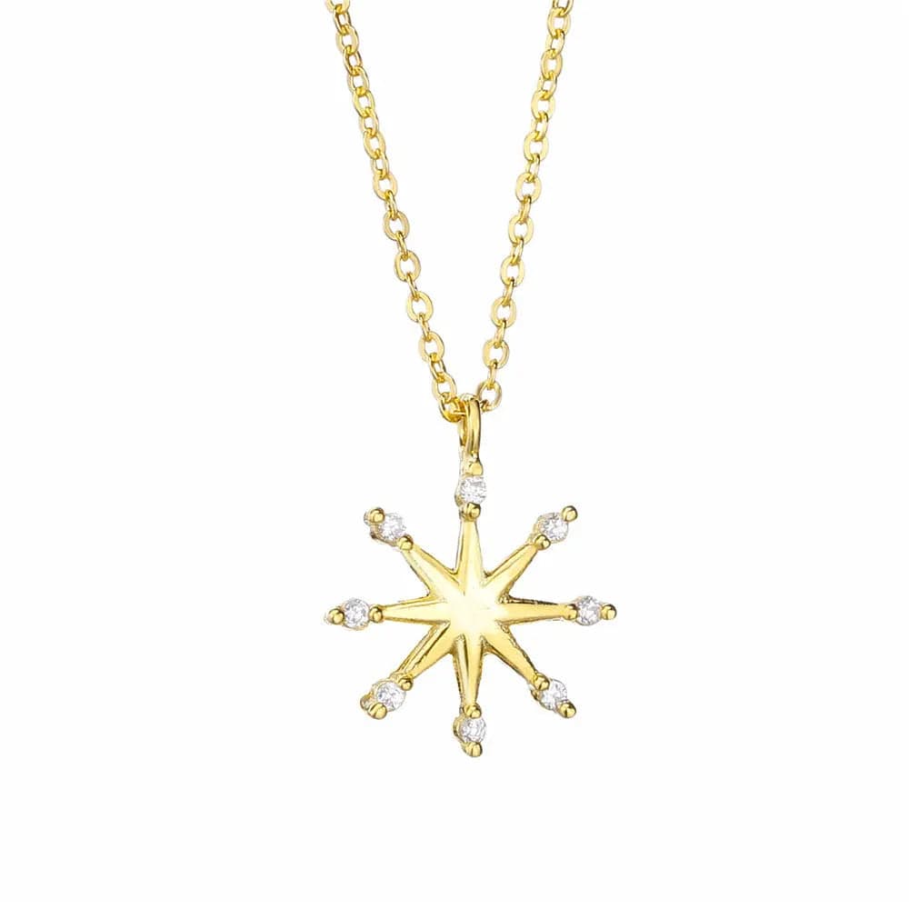 YYn0117 24K Gold plated Slovehoony Fashion Jewellery Necklace For Women 2019 CZ 925 Sterling Silver Long Chain North Star Necklace Jewelry