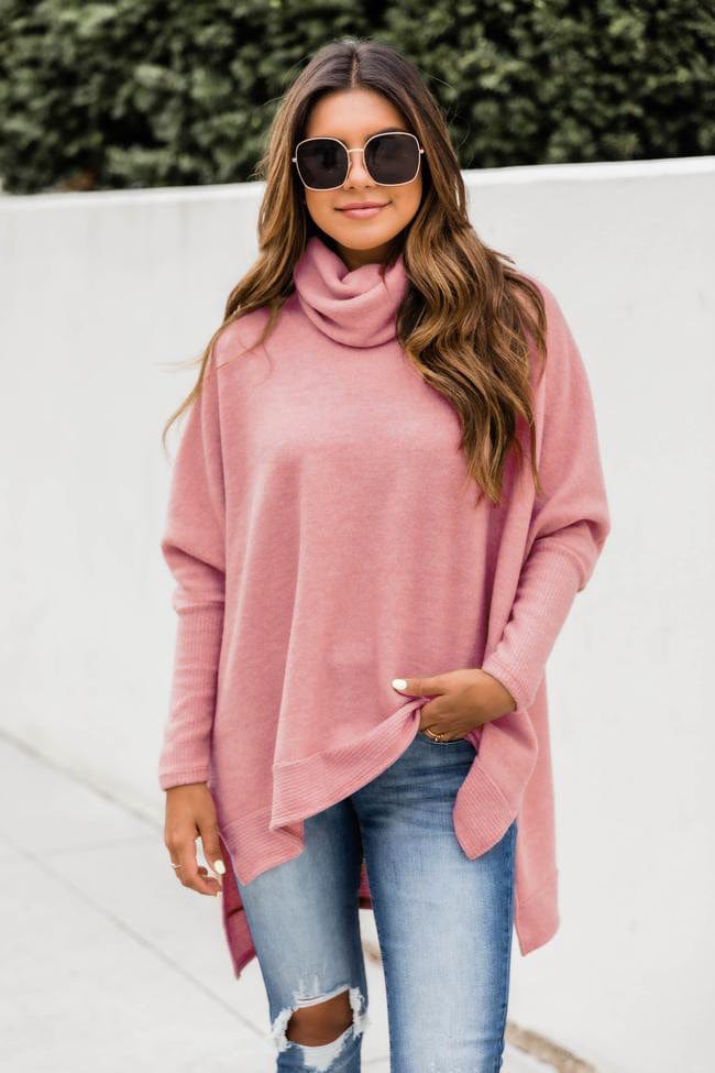 Z11588 Fashion Turtleneck top Casual women fall long sleeve winter knit Flannel sweater