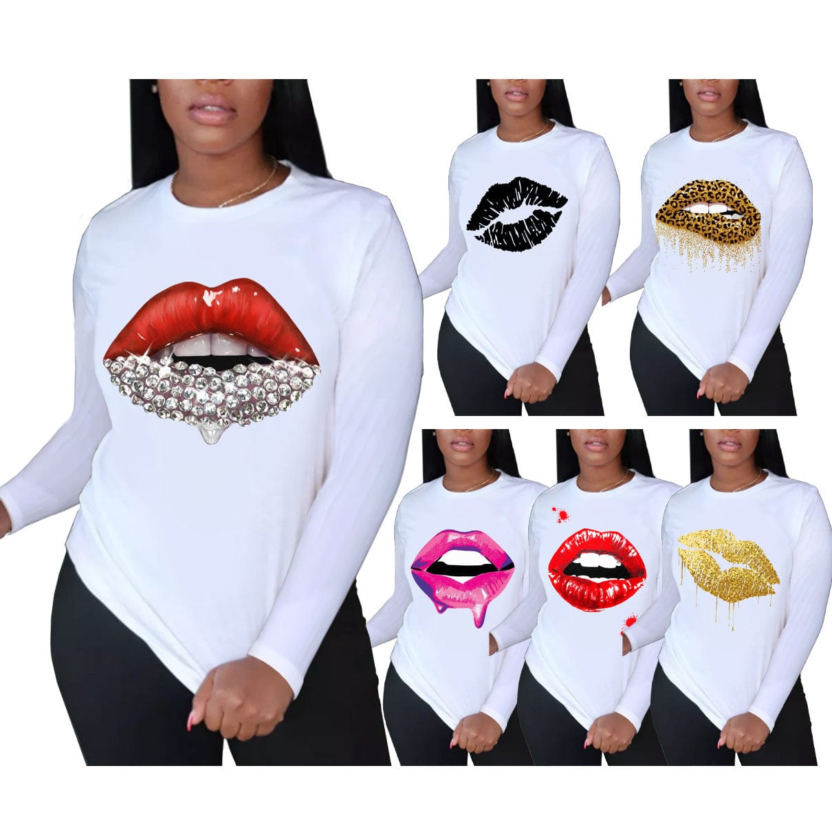 Z67169 Fashion printing Long Sleeve top Casual women fall sweatshirt T Shirts Women Tops