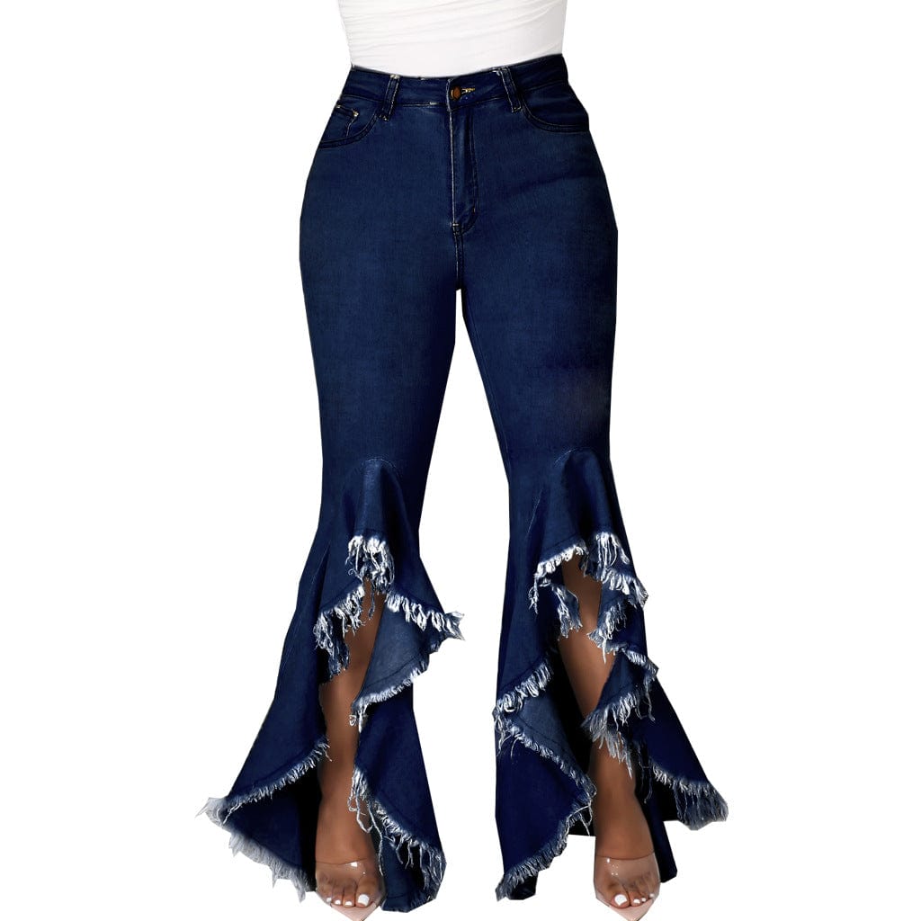 Z68450 Customized high waist Denim pants stretch bell-bottom women Fall flared jeans