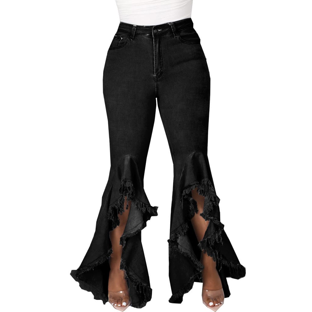 Z68450 Customized high waist Denim pants stretch bell-bottom women Fall flared jeans