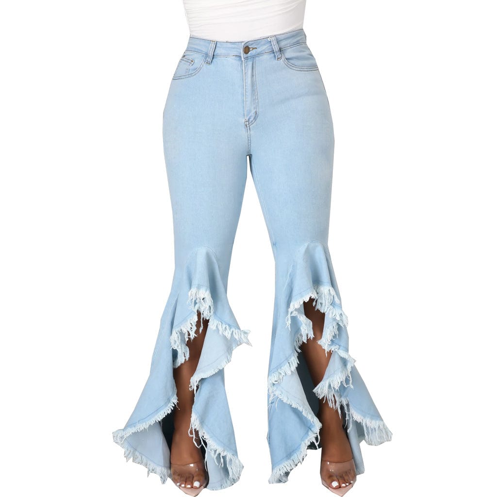 Z68450 Customized high waist Denim pants stretch bell-bottom women Fall flared jeans