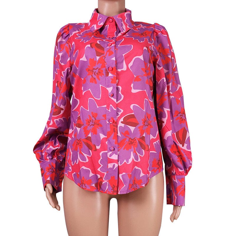 ZL1983 Hot Sale Cardigan Loose Puff Sleeve Printed Blouse For Women Shirts Blouses And Tops Fashionable Summer Shirt 2022